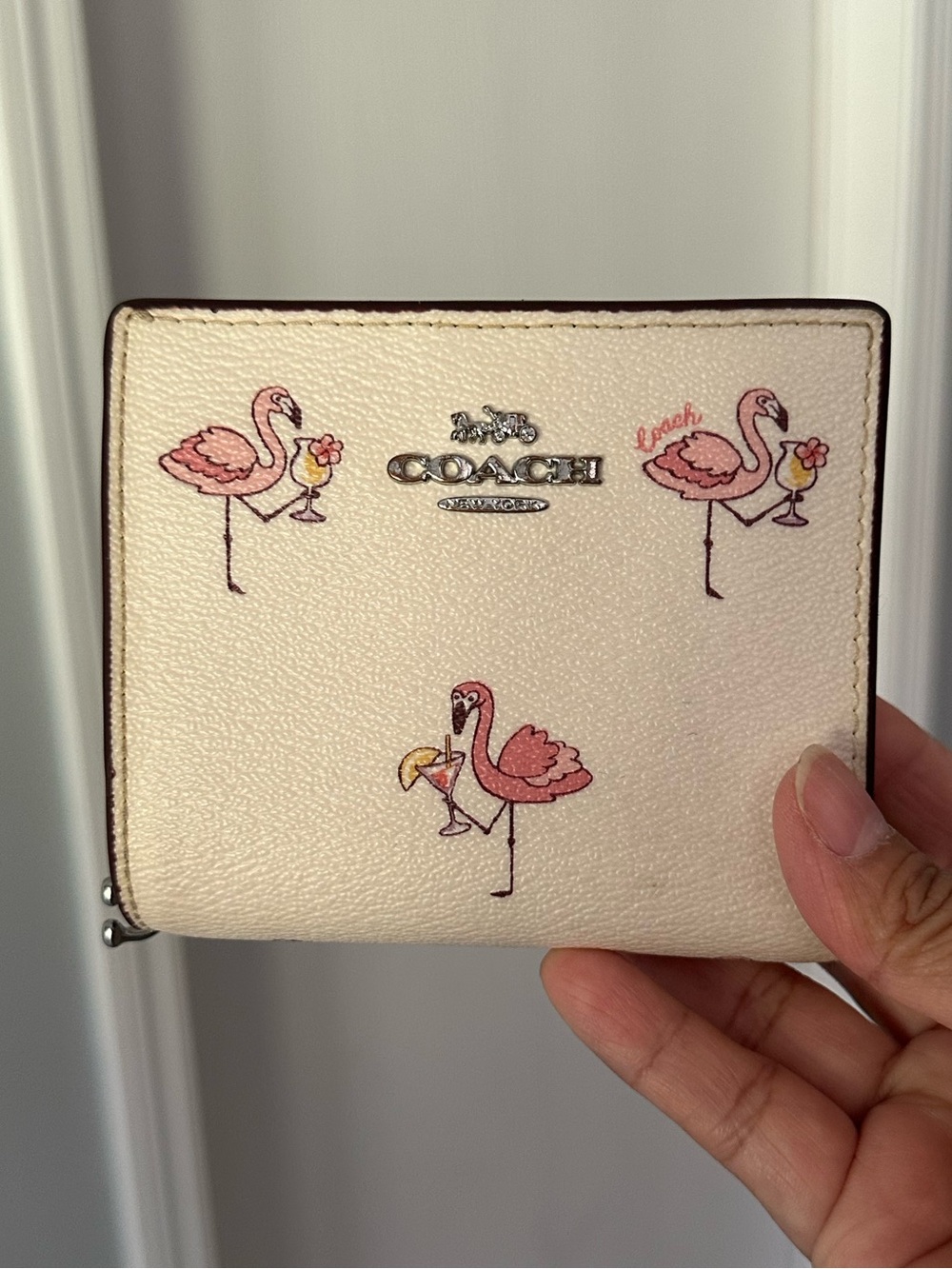 Coach Snap Wallet with Flamingo print